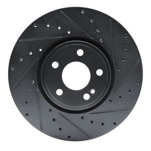 Mercedes-Benz EQB 250+ Brake Rotor (1) - Front Right - R1 Concepts - Drilled & Slotted - Black - `19-`25